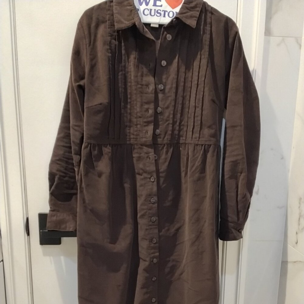 Brown corduroy midi dress woman